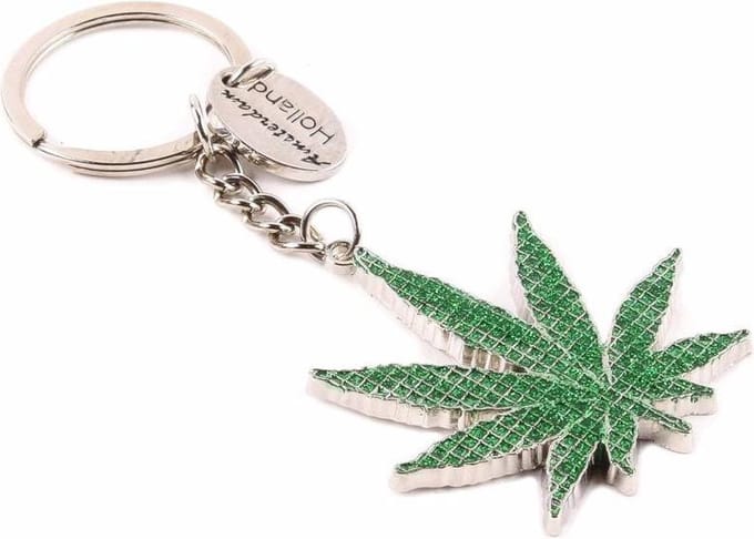 Sleutelhanger Weedblad Glitter Amsterdam - Souvenir