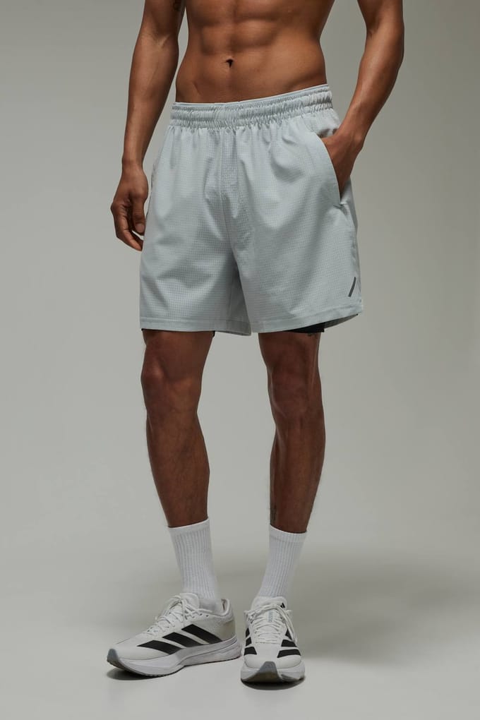 Geperforeerde 2-in-1 Hardloopshort Common Pace | Light Grey | Size Medium
