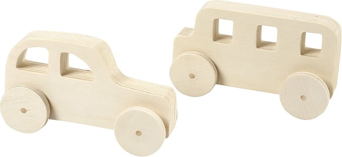 Creotime Auto's Hout 12 X 6 Cm Blank 2 Stuks