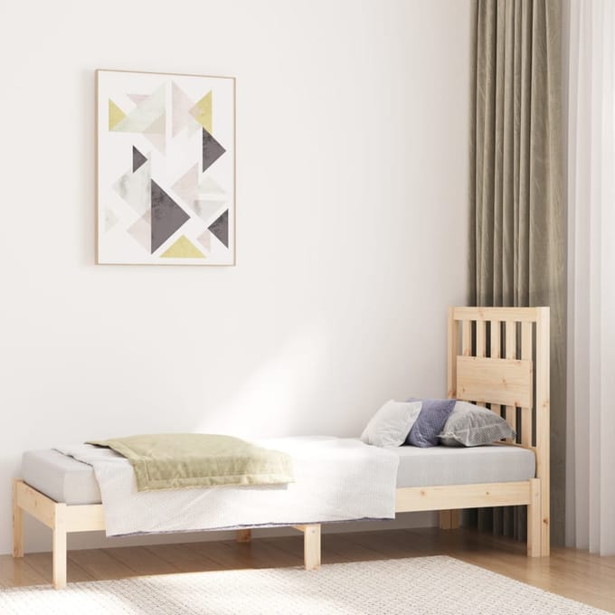 vidaXL - Bedframe - massief - grenenhout - zwart - 75x190 - cm