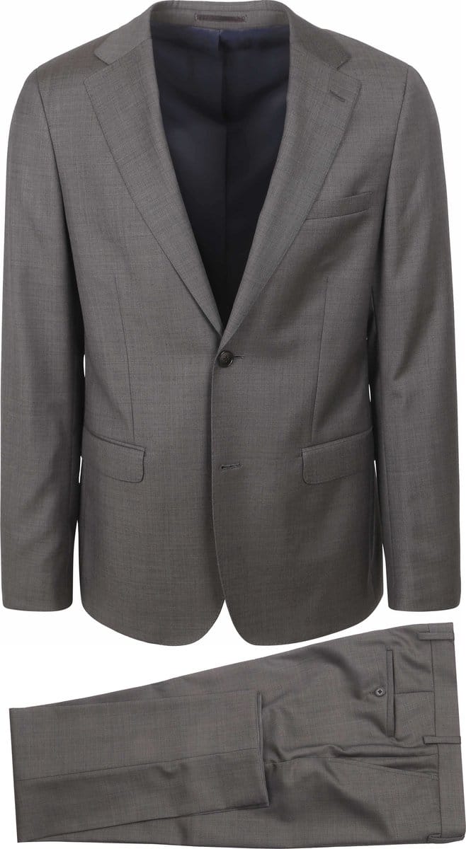 Suitable Faux Uni Kostuum Wol Grijs - Maat 46 - Heren