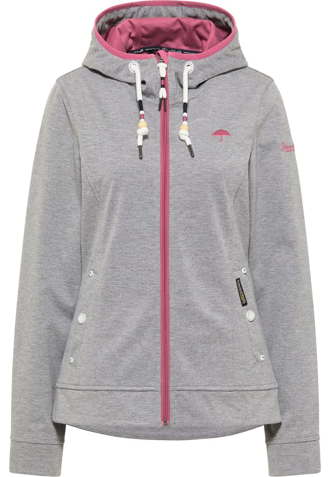 Schmuddelwedda functionele jas Dames grijs melange sorbet rood