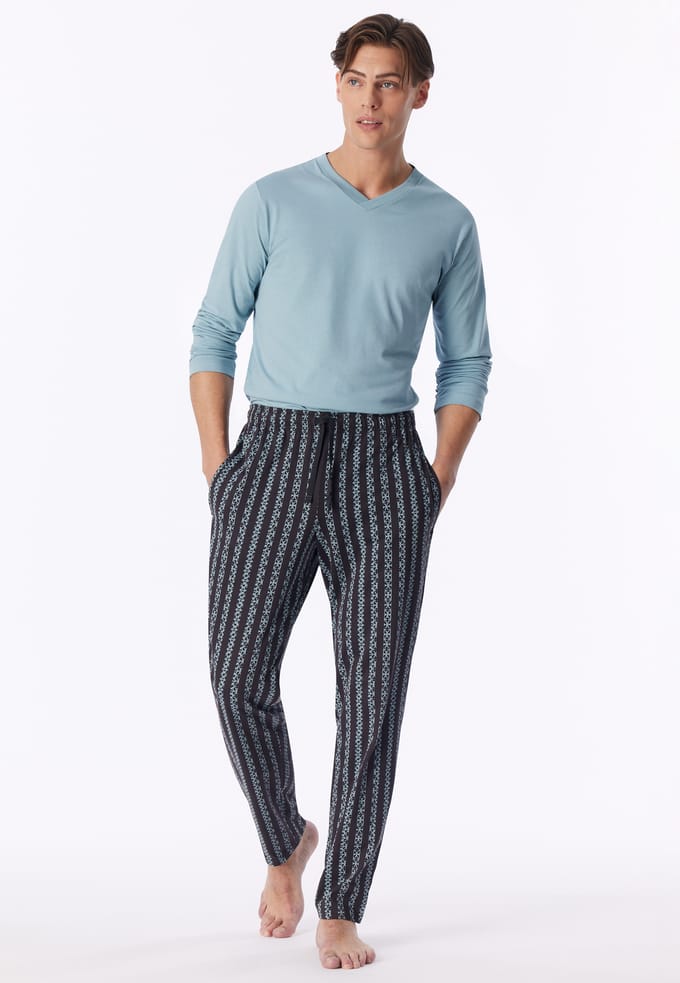 Langere broek met ijsblauwe bedrukking - Mix+ Relax 50