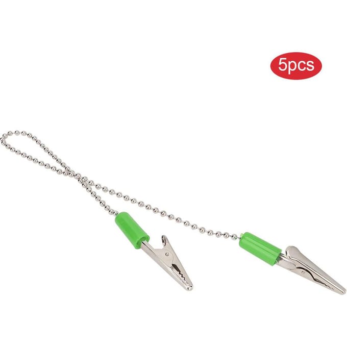 5 pièces Pince à bavoir de laboratoire dentaire Porte-serviette avec chaîne à billes en acier flexible Fournitures dentaires Jaune vert
