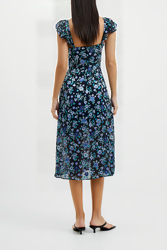 French Connection Bette Satin Burnout Dress Marine Multi Größe: 6 | Midikleider Outlet | Damen