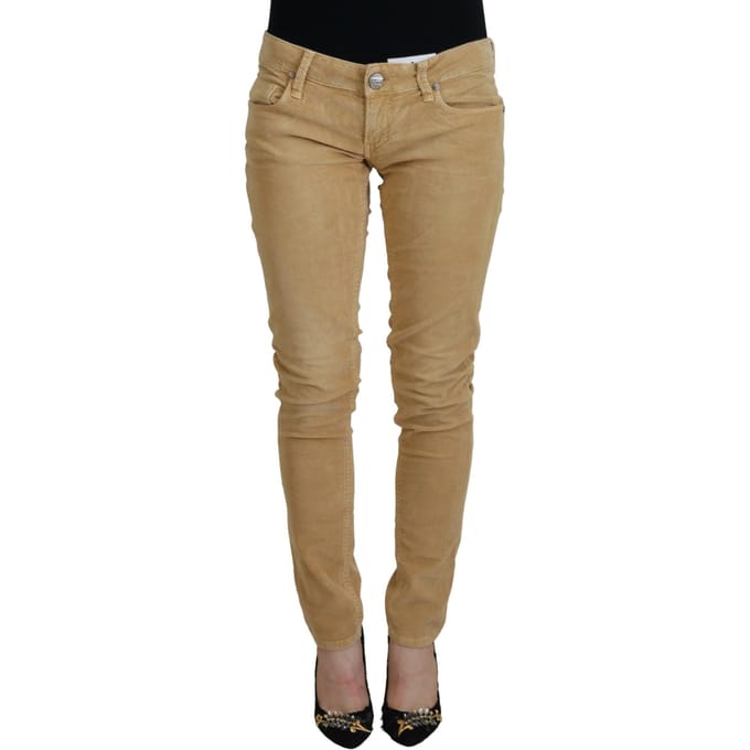 Acht Brown Katoen Corduroy Lage Taille Dames Casual Dames Jeans