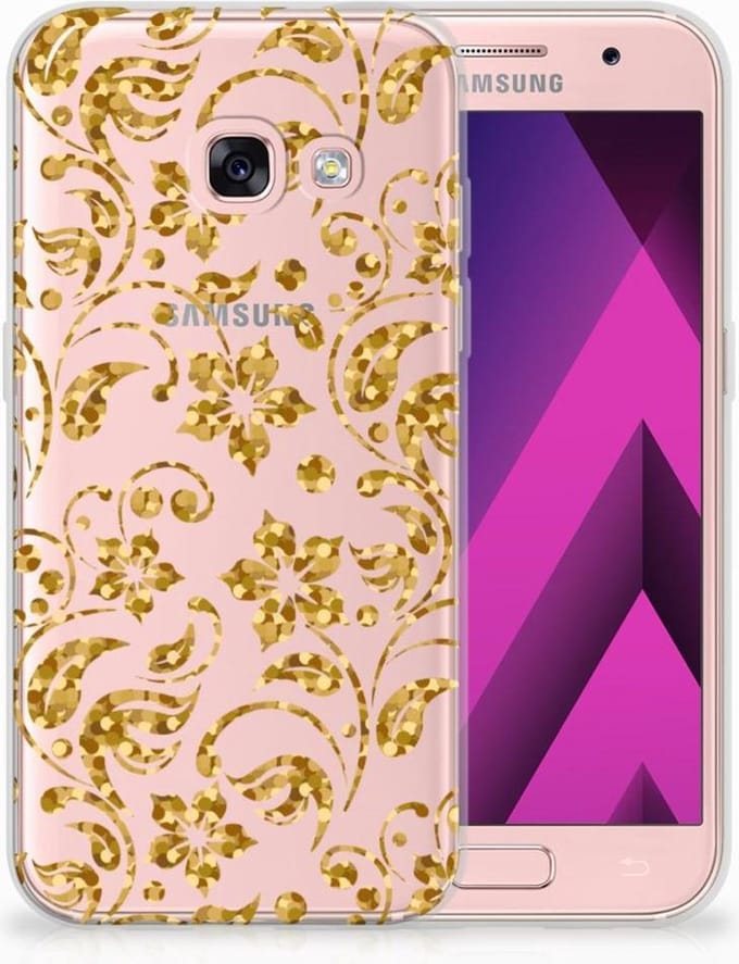 Samsung Galaxy A3 2017 TPU Case Gouden Bloemen