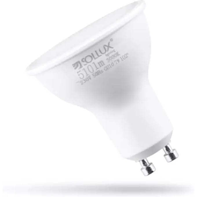 LED lichtbron GU10 - Sollux Lighting - 7 W - 510 lm - 3000 K - 5 x 5 x 5.6 cm