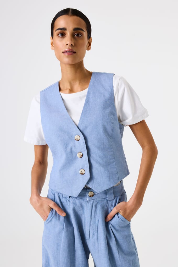 GARCIA Dames Effen Jack Blauw Sleeveless