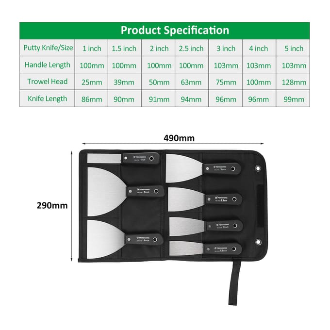 PENGGONG Plamuurmes Set 7 STUKS (11.522.5345 inch) Plamuurmessen Metalen Schrapers Plamuur 7 Pcs