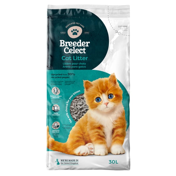 BreederCelect 100% Gerecycled - Kattenbakvulling -  30 l