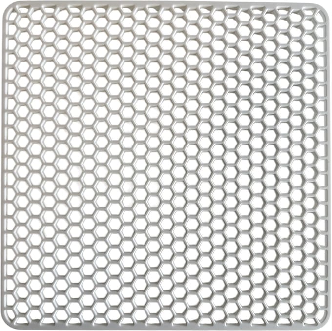 MONOO Gootsteenmat - Hexagon Patroon - Wit - Vierkant - Siliconen - 30x30cm - BPA-Vrij - Extra Dik