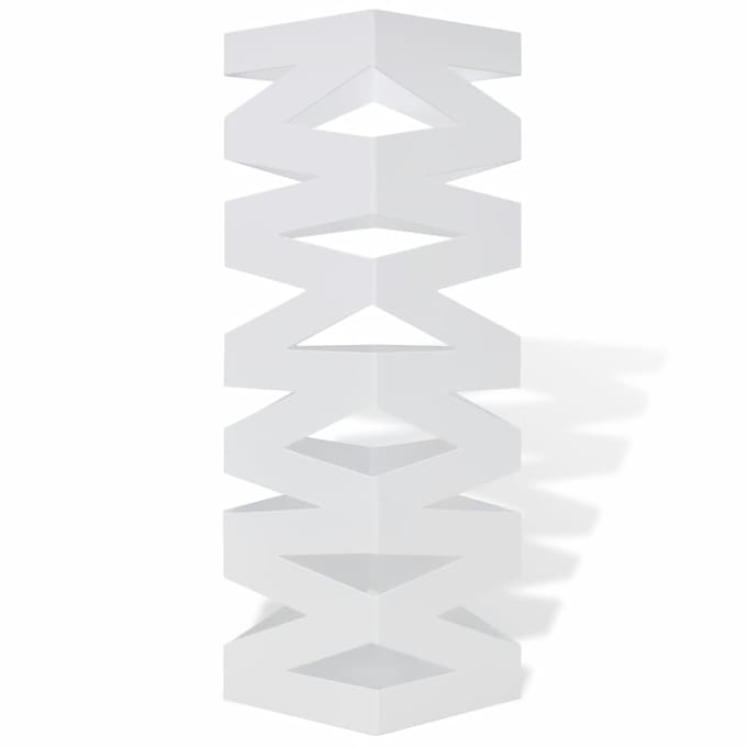 vidaXL - Paraplu- - en - wandelstokhouder - strepen - wit - vierkant - staal - 48,5 - cm