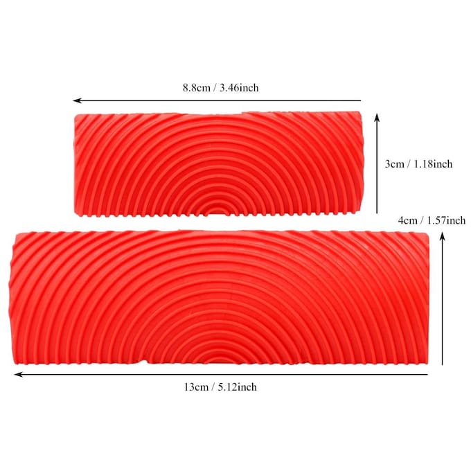 2 Stuks/Set Rubber Cilinder Houtnerf Effect Borstel Schildergereedschap DIY Wanddecoratie red