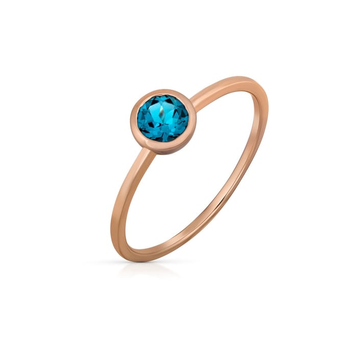 Orolino Ring 585 Gold Roségold mit Blautopas (beh.) rund