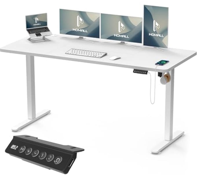 Elektrisch Hoogte verstelbaar Bureau met USB-oplader en Geheugenposities - 160 x 70 cm