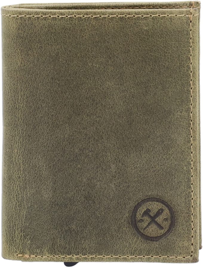 Hide & Stitches Leren Pasjeshouder - Heren Portemonnee - Safety Wallet - Olive Groen