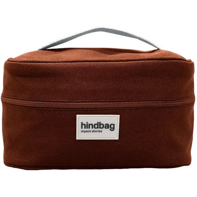 Hindbag toilettas Gaspard - chocolade bruin - Biologisch GOTS katoen