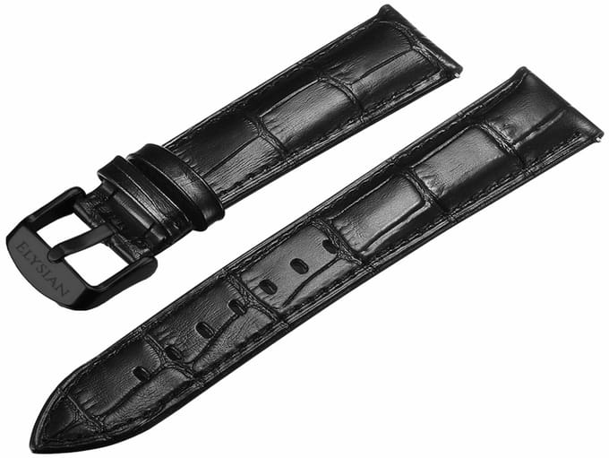 Elysian Horlogeband 22mm Leer Zwart - Quick Release - Premium Kwaliteit