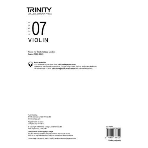 Violin 20202023 Grade 7 Part Only - TRIN COLLEGE LONDON