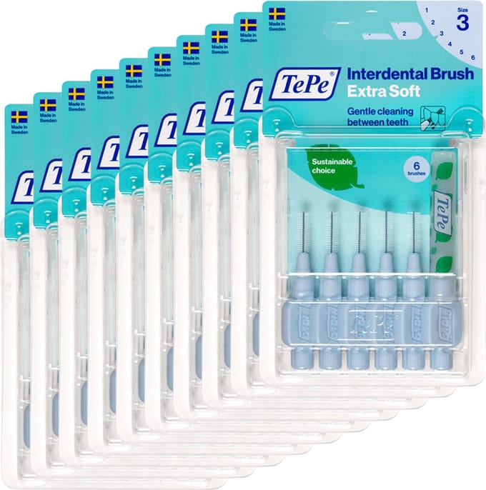10x TePe Ragers Extra Zacht 0,6 mm Lichtblauw 6 stuks