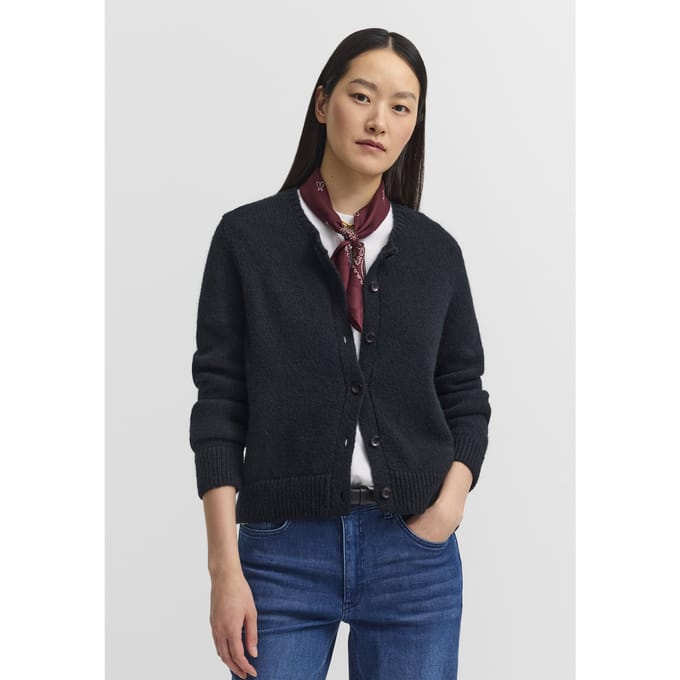 Bugatti Damen Vest van alpaca-mix met ronde hals