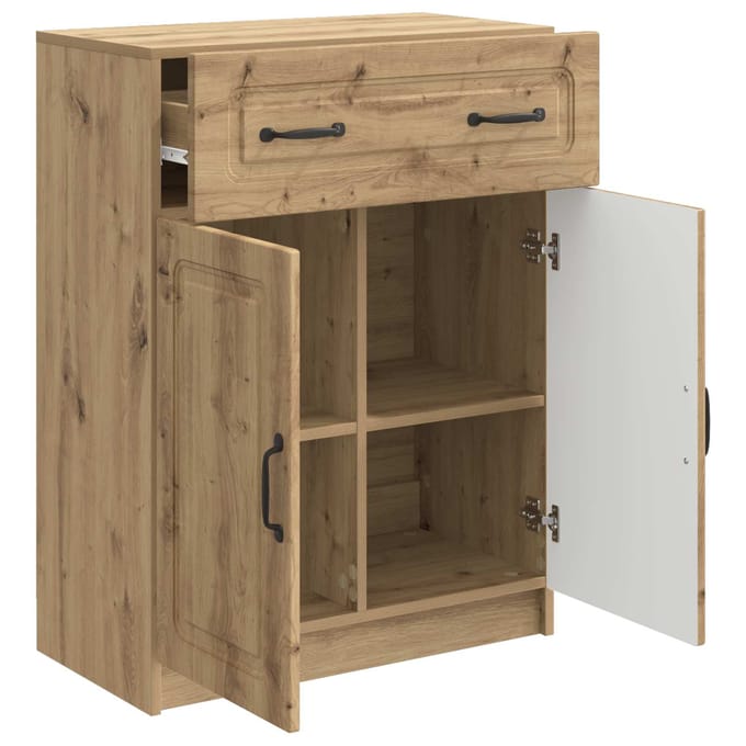 vidaXL - Dressoir - Artisanaal - eiken - 66 - x - 34,5 - x - 87 - cm - Bewerkt - hout