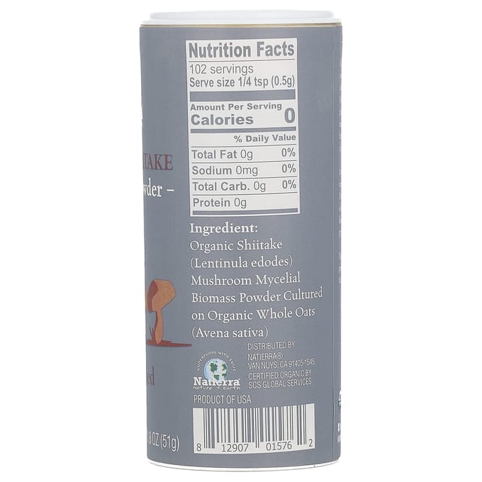 Biologisch Shiitake Paddenstoelenpoeder Shaker, 51G(1.8oz)