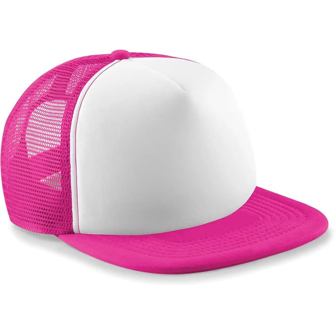 Beechfield Junior Vintage Snapback Trucker Fuchsia/White