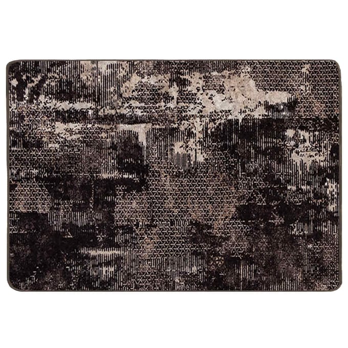 vidaXL - Tapijt - Runner - MARSA - Zwart - en - Wit - 100 - x - 150 - cm - Polyester - en - PVC