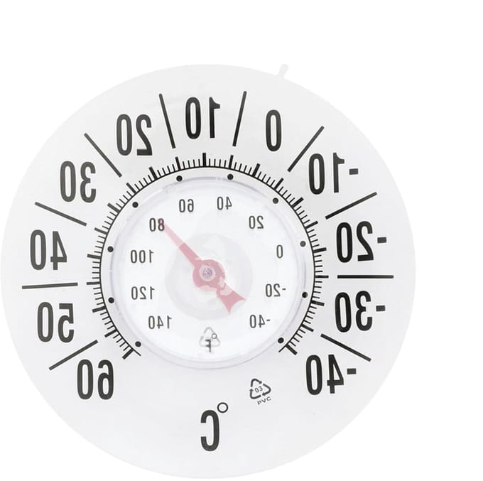 Buitenthermometer - Weerthermometer Raam - Temperatuur Bewaken - Zuignap Montage - 18 cm Diameter - Wit