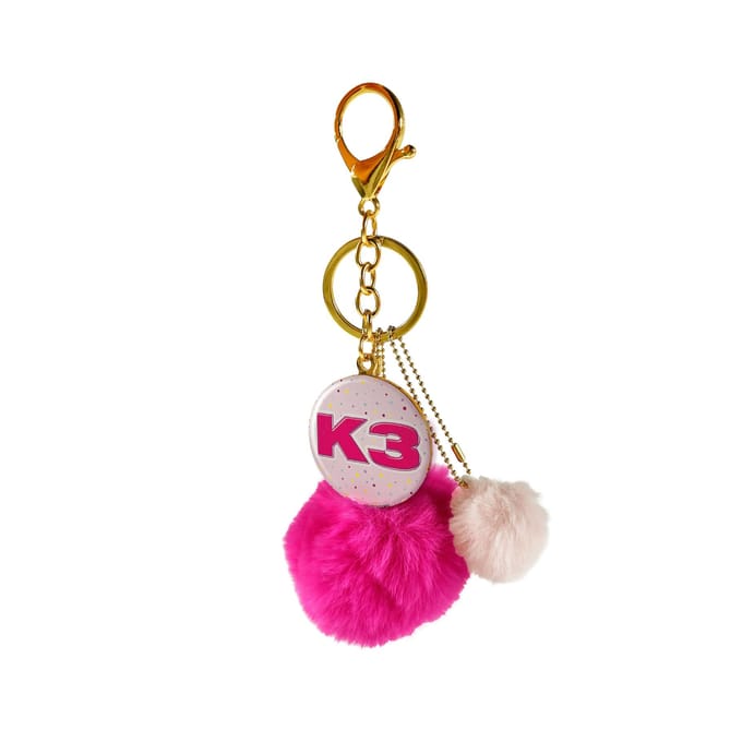 K3 - Sleutelhanger - Sleutelhanger Met Pompon - Met K3-Medaillon - 6 x 6 x 3 cm
