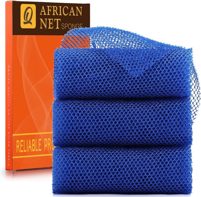 3-Pack Lange Exfoliërende Douche Sponzen - Badnet voor Gladdere Huid