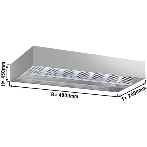 GGM Gastro Induktions-Deckenhaube - 4000mm - ohne Motor - mit Filter