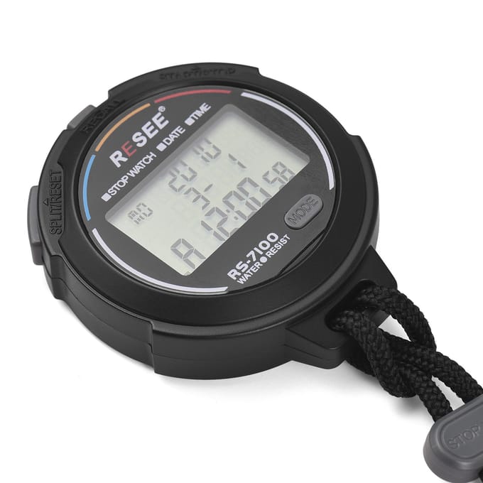 Digitale stopwatch voor sporttrainers, atletiektrainers, nauwkeurige timing tot op 1/1000 seconde met aftelling zwart