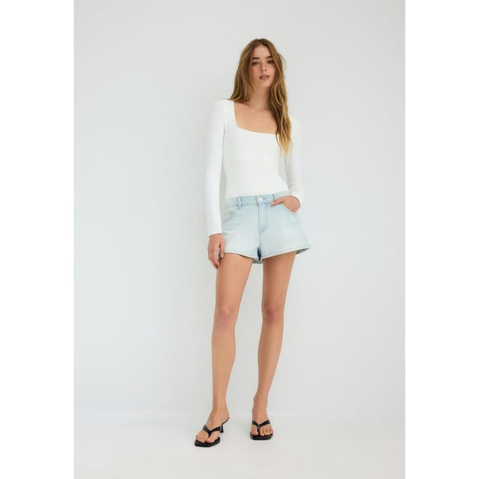 Stradivarius Body met vierkante halslijn en lange mouwen  Ecru S