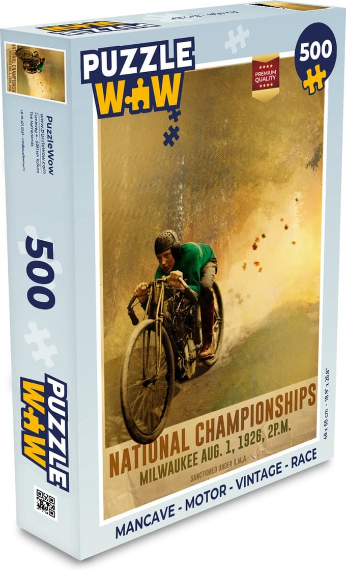 Puzzel Mancave - Motor - Vintage - Race - Legpuzzel - Puzzel 500 stukjes