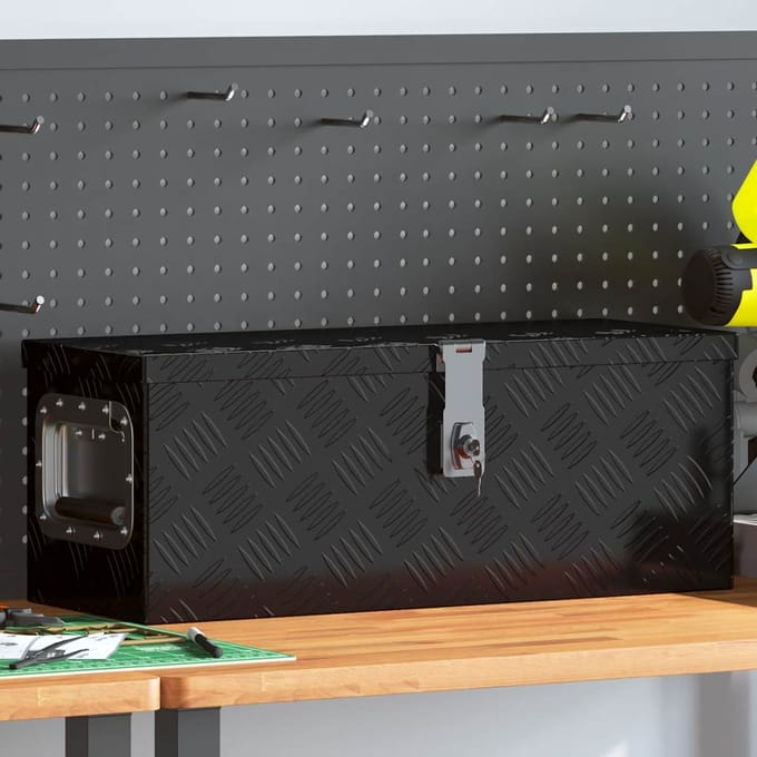 vidaXL - Opbergbox - 60x23,5x23 - cm - aluminium - zwart