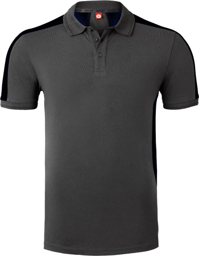HAVEP Polo Bicolor 10074 - Charcoal/Zwart - M