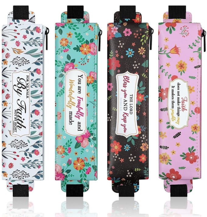 Dailygoods- Etui Elastisch - Pennenkoker - Verstelbare Elastiek - Zippered Compartment - 4 Stuks - Ruimte voor 3-4 Pennen