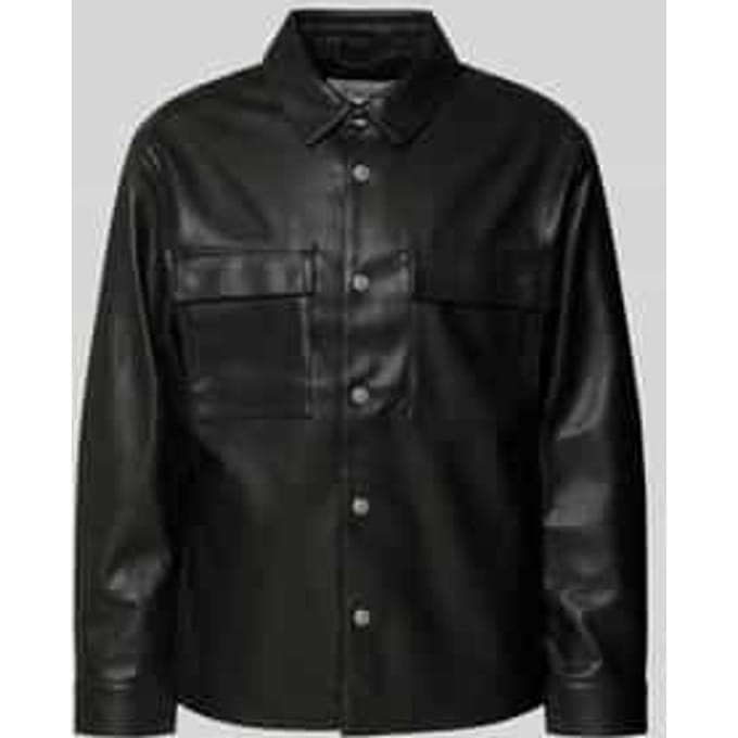 regular fit overshirt in lederlook