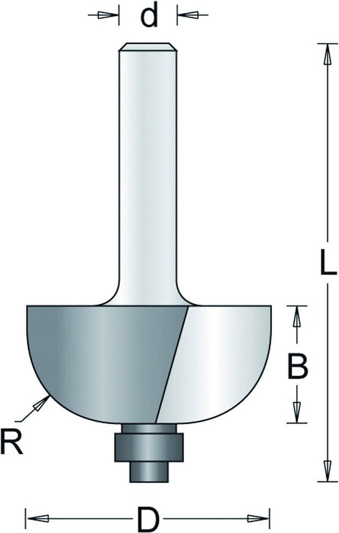 HM Amaxx Holprofielfrees met Onderlager R=6,3 d=8 621-8