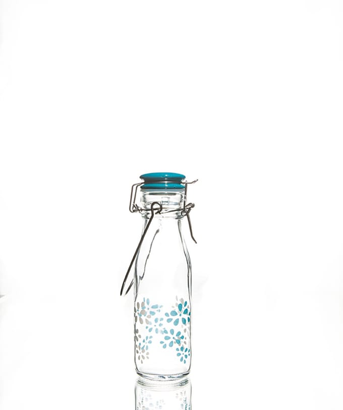 Zak!Designs - Lily Fles - Incl. Vergrendelbare Dop - Glas - 250 ml - Aqua blauw