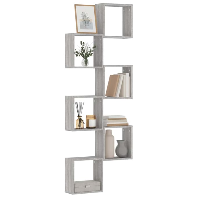 vidaXL - Wandschappen - kubus - 6 - st - 30x15x30 - cm - grijs - sonoma