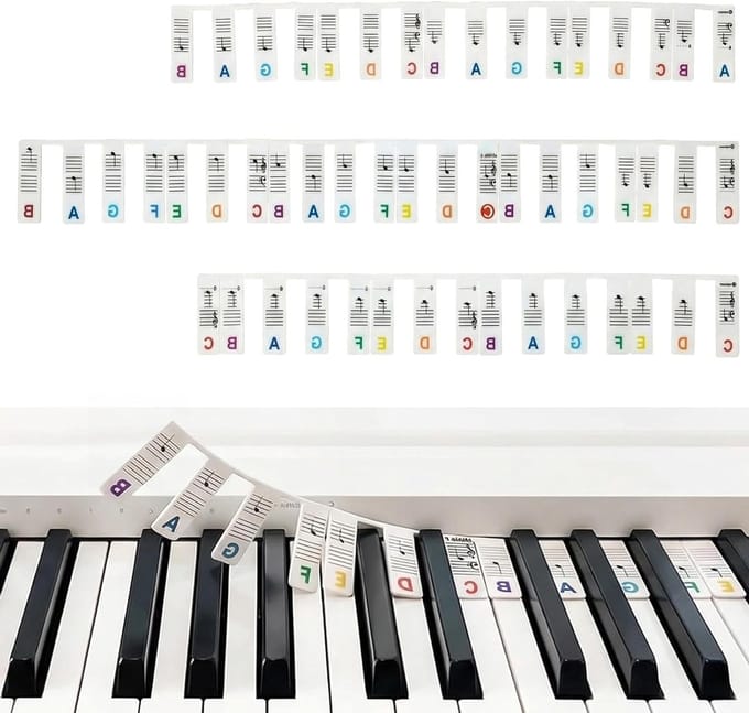 88 Keys Silicone Piano Notes Overlay for Beginners - Removable, Glue-free Piano Keyboard Notes Labels, Piano Guide for - ShopVlot