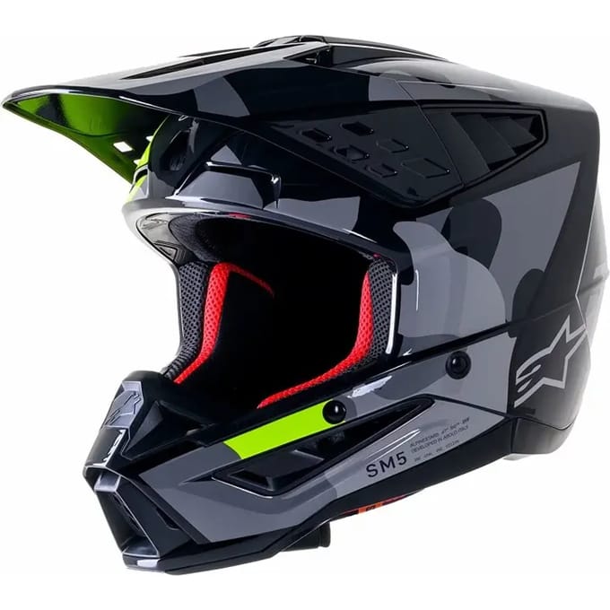 Alpinestars S-M5 Rover 2 Helm Ece 22.06 Donkergrijs Geel Fluo Glanzend - Helm