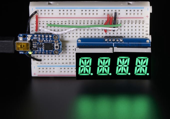 Quad Alphanumeric Display - Pure Green 0.54 inch Digits w/ Backpack Adafruit 2160