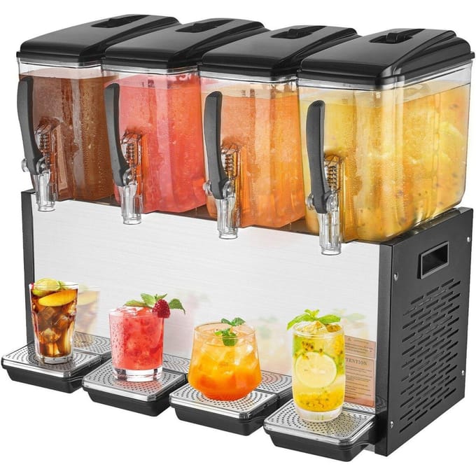Commerciële Drankdispenser 12L x 4 Bakken Koude Sapijsdrank Dispenser
