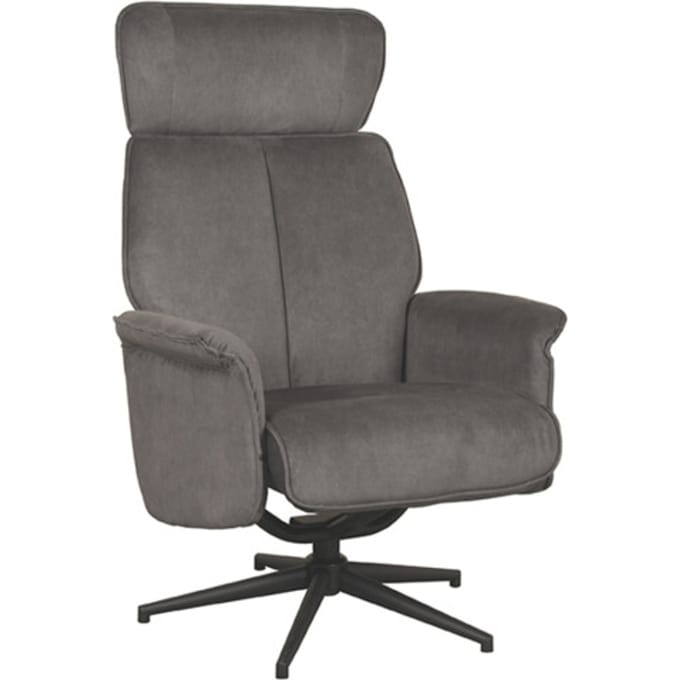 LABEL51 Verdal Fauteuil - Grijs - Velvet - Excl. Hocker - - - Met Armleuning