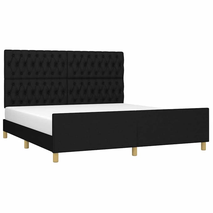 vidaXL - Bedframe - zonder - matras - stof - zwart - 180x200 - cm